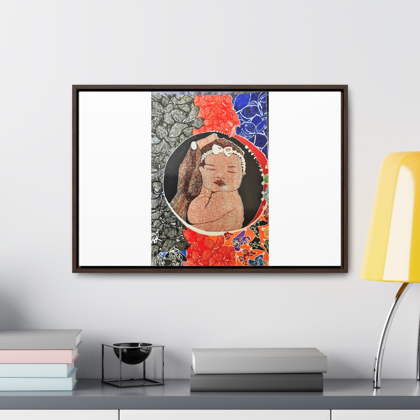 Framed Canvas Wraps, Horizontal Frame Print "The world in his hands"