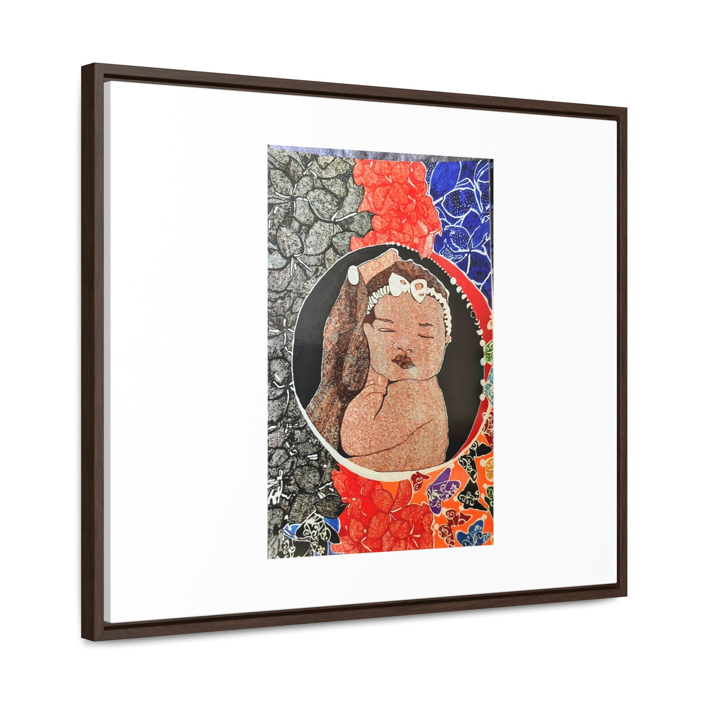 Framed Canvas Wraps, Horizontal Frame Print "The world in his hands"