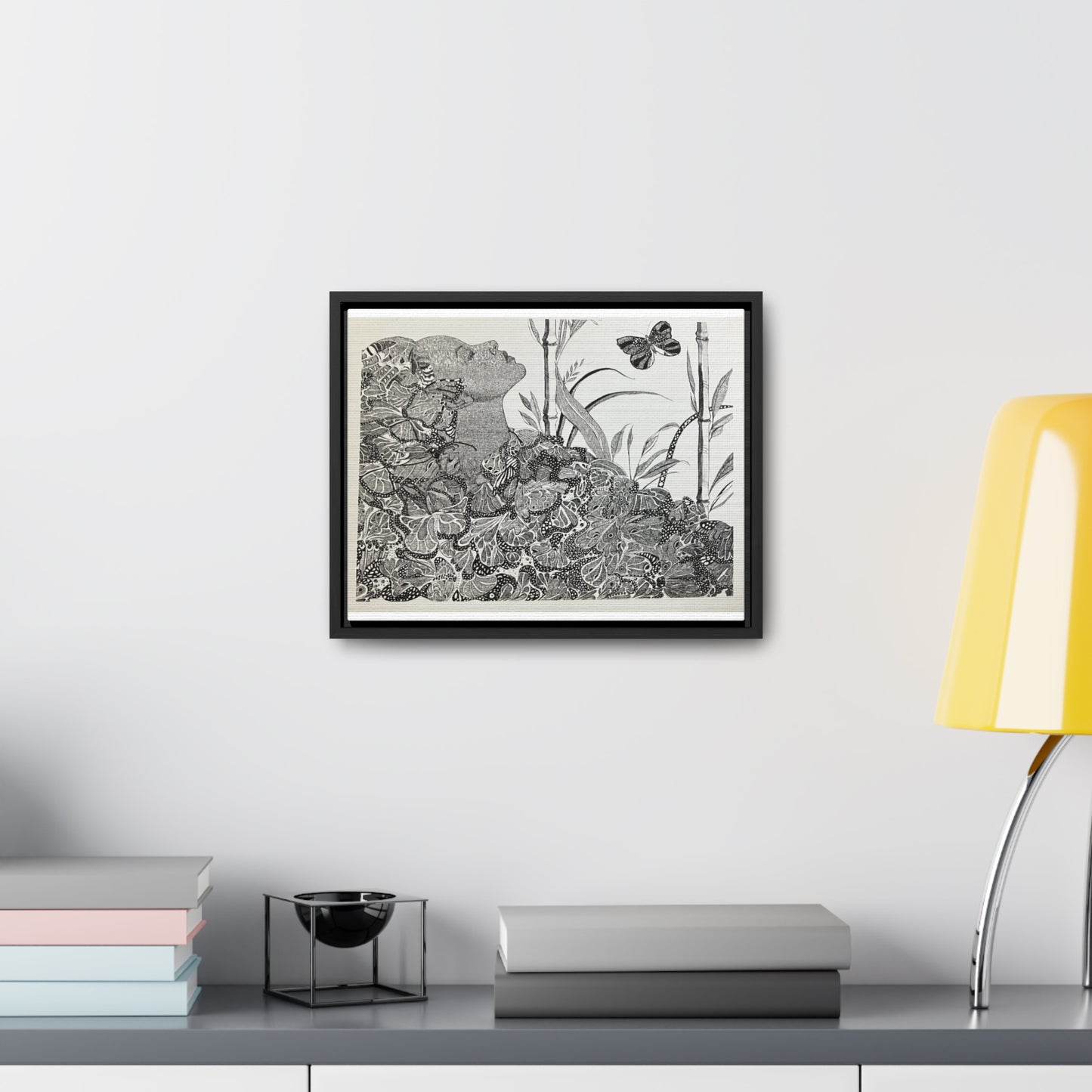 'Black Butterfly' Print-Gallery Canvas Wraps, Horizontal Frame