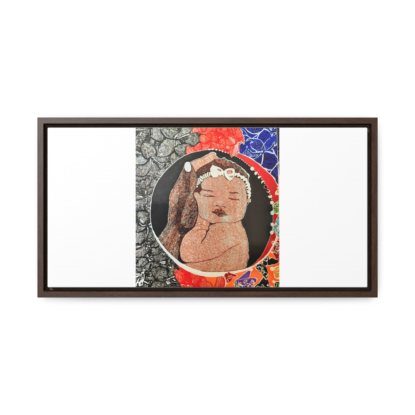 Framed Canvas Wraps, Horizontal Frame Print "The world in his hands"