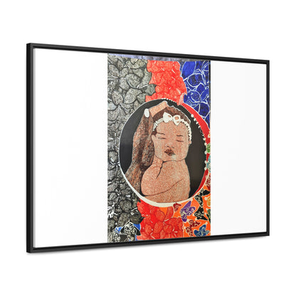 Framed Canvas Wraps, Horizontal Frame Print "The world in his hands"