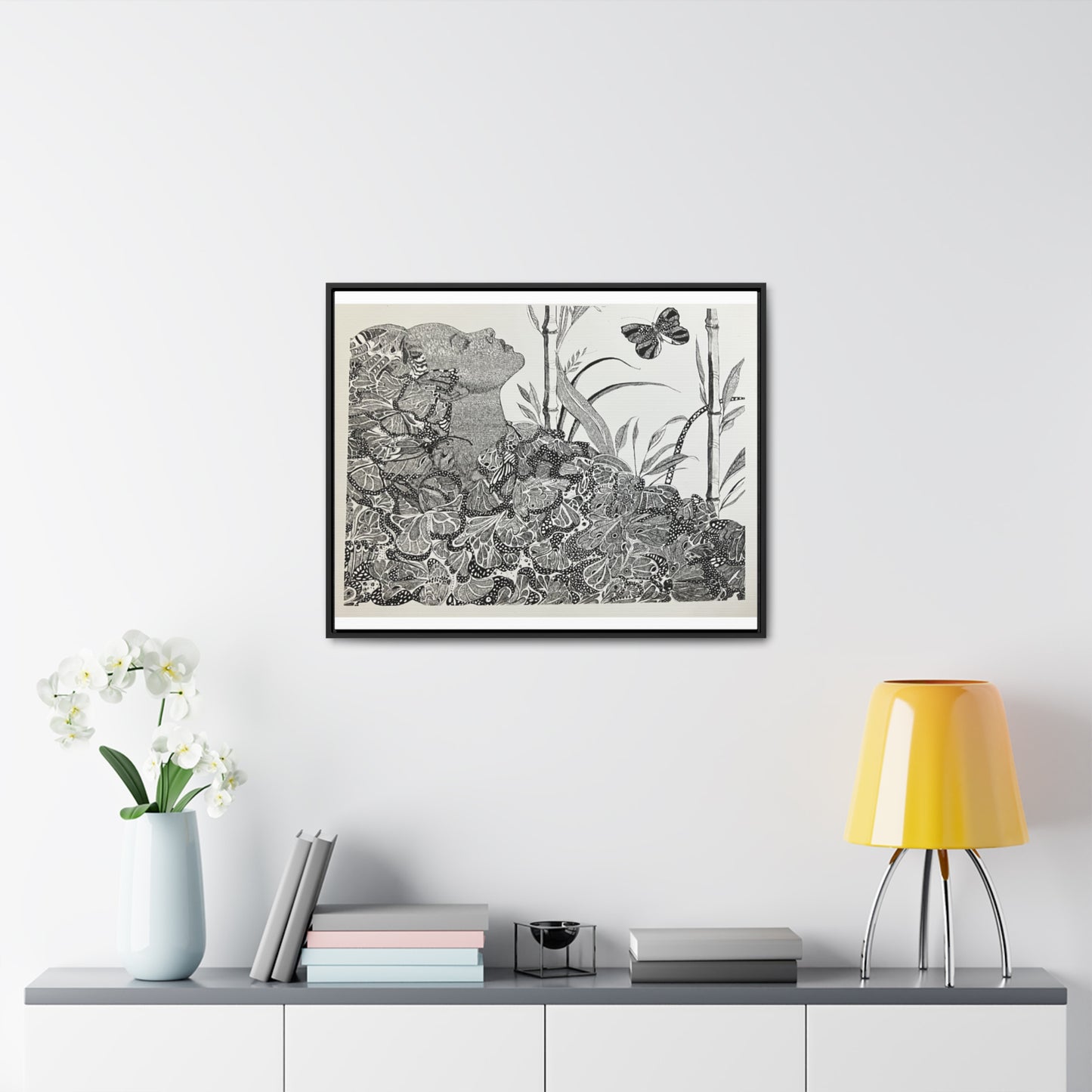 'Black Butterfly' Print-Gallery Canvas Wraps, Horizontal Frame