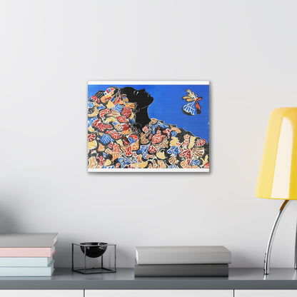 Canvas Stretched, 0.75" Print "The metamorphosis of Black Butterfly"