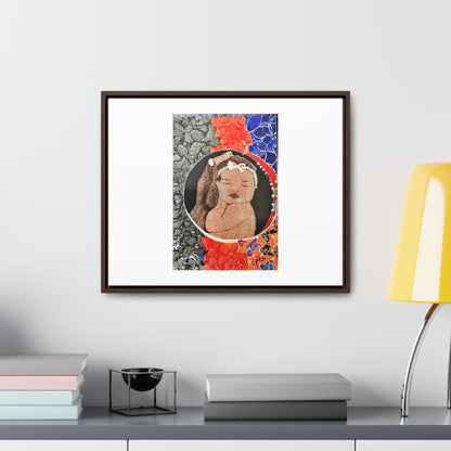 Framed Canvas Wraps, Horizontal Frame Print "The world in his hands"