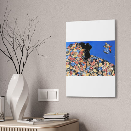 Canvas Stretched, 0.75" Print "The metamorphosis of Black Butterfly"