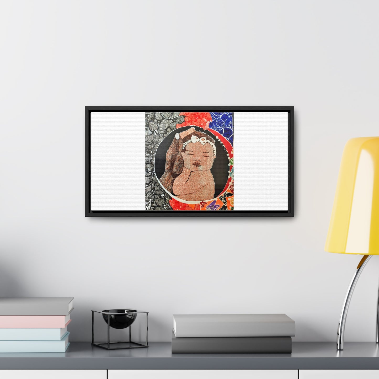 Framed Canvas Wraps, Horizontal Frame Print "The world in his hands"