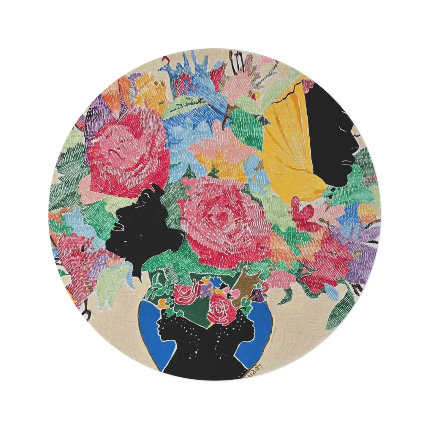 Round Rug - 'Full Bloom' Design by Art Peace by Saidah