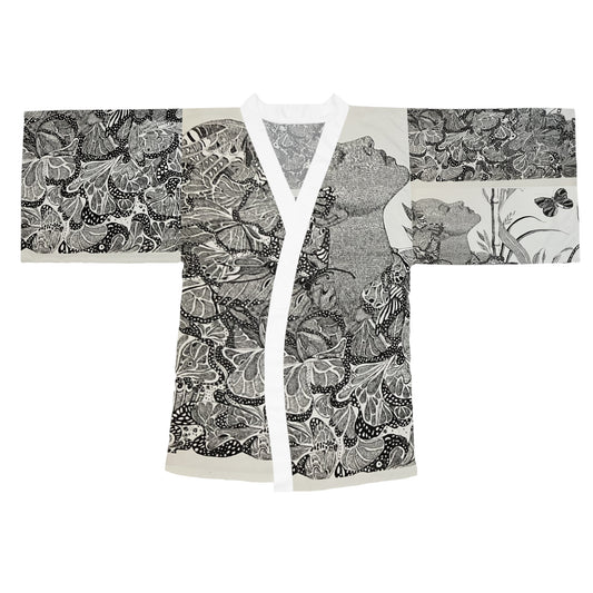 Kimono Robe - Black Butterfly Design