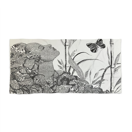 Beach Towel Black Butterfly