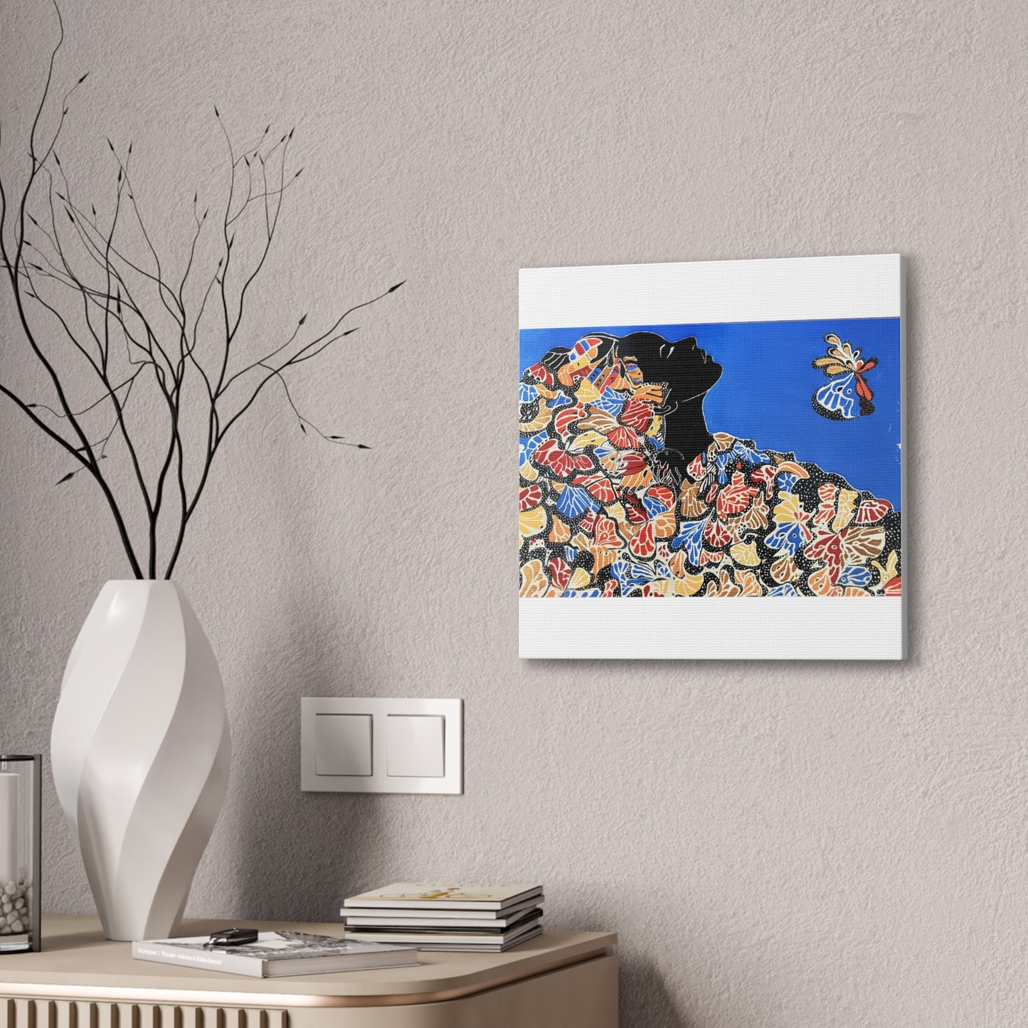 Canvas Stretched, 0.75" Print "The metamorphosis of Black Butterfly"