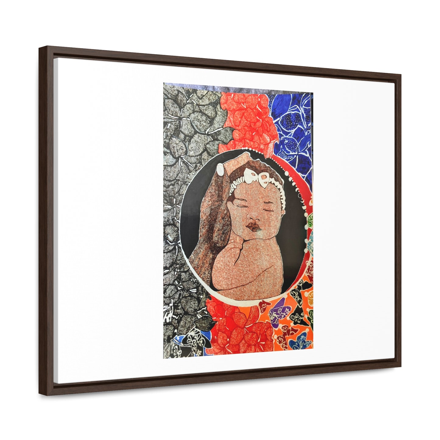 Framed Canvas Wraps, Horizontal Frame Print "The world in his hands"