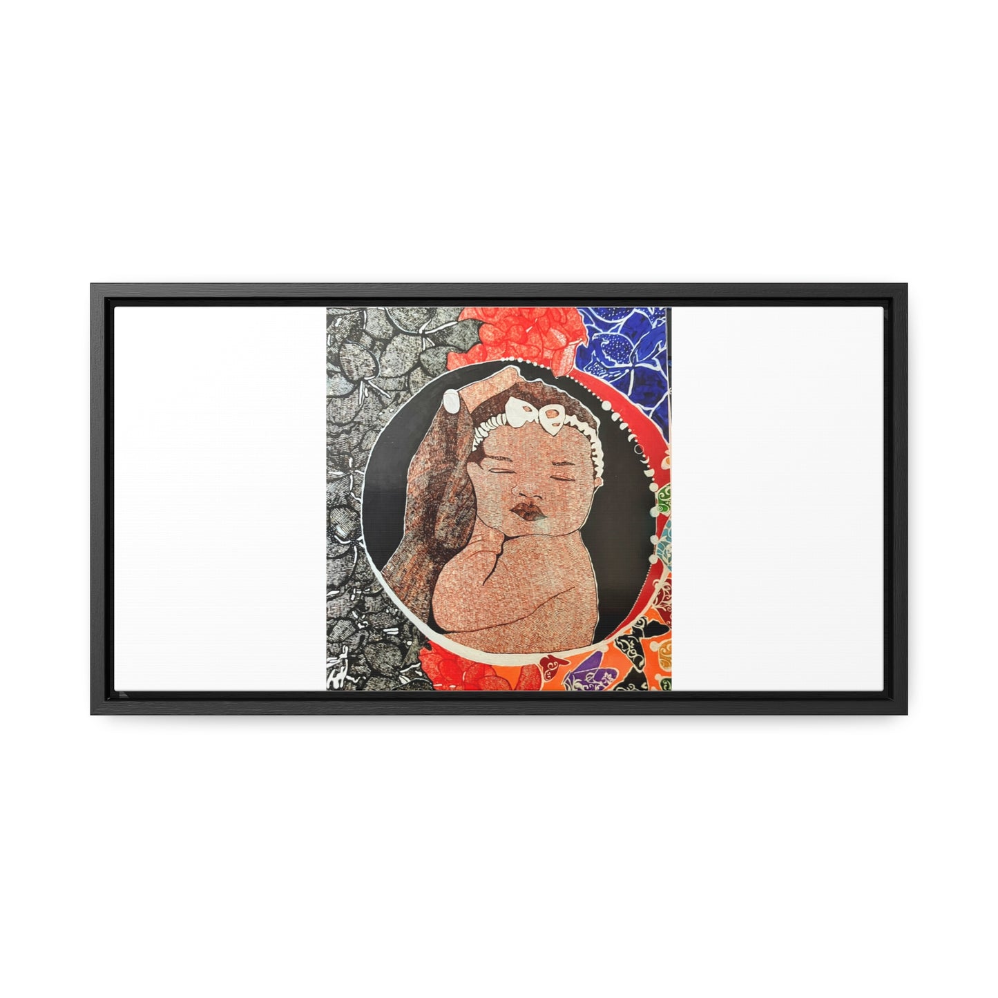 Framed Canvas Wraps, Horizontal Frame Print "The world in his hands"