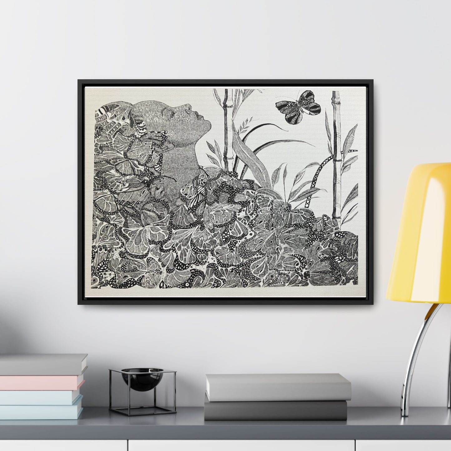 'Black Butterfly' Print-Gallery Canvas Wraps, Horizontal Frame