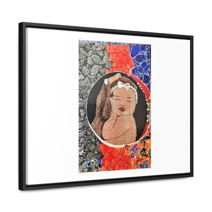 Framed Canvas Wraps, Horizontal Frame Print "The world in his hands"