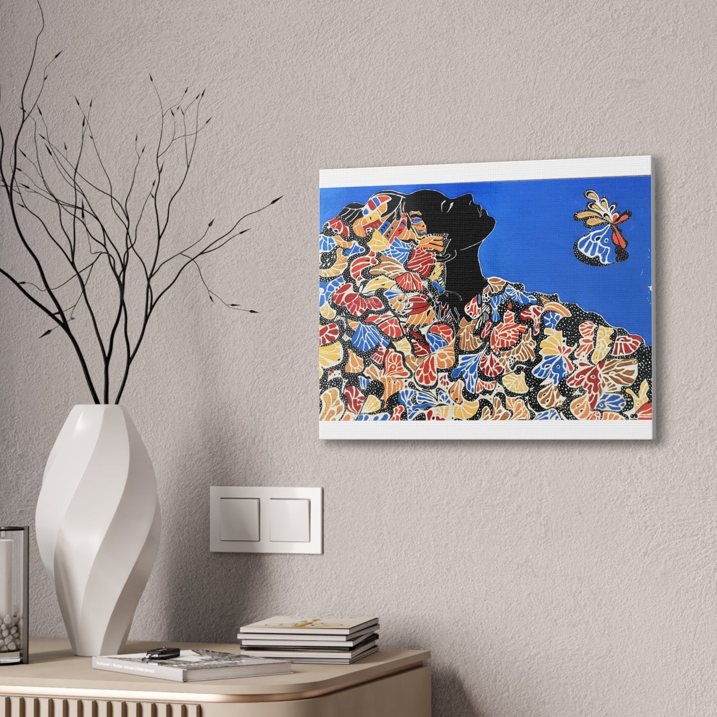 Canvas Stretched, 0.75" Print "The metamorphosis of Black Butterfly"