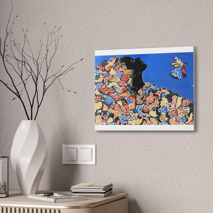 Canvas Stretched, 0.75" Print "The metamorphosis of Black Butterfly"