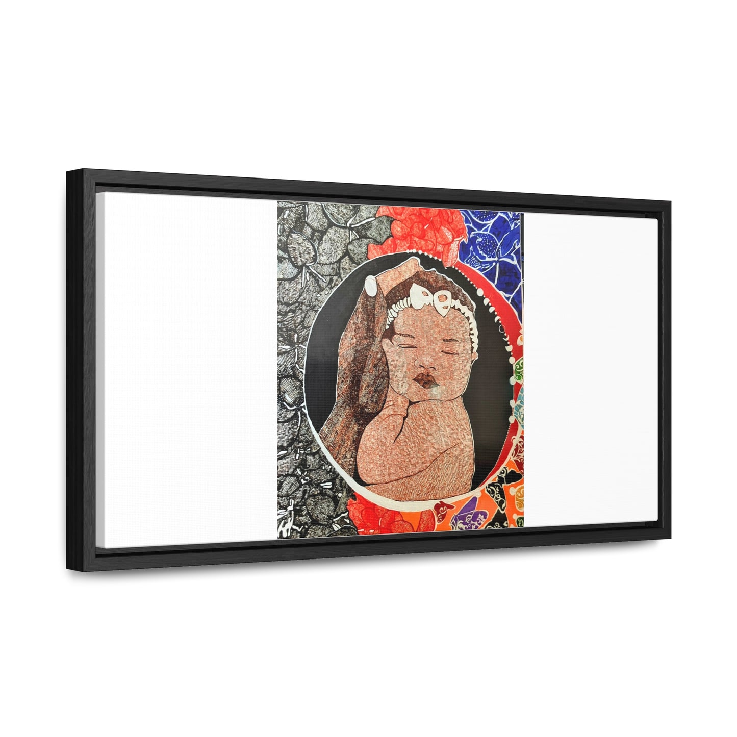 Framed Canvas Wraps, Horizontal Frame Print "The world in his hands"