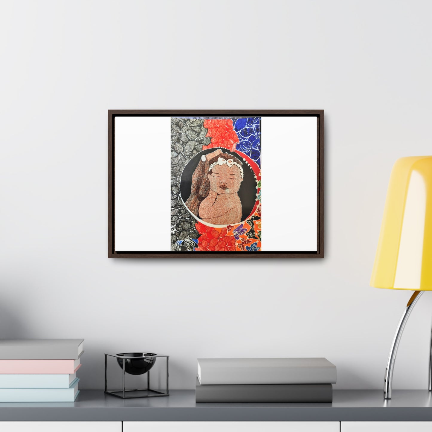 Framed Canvas Wraps, Horizontal Frame Print "The world in his hands"