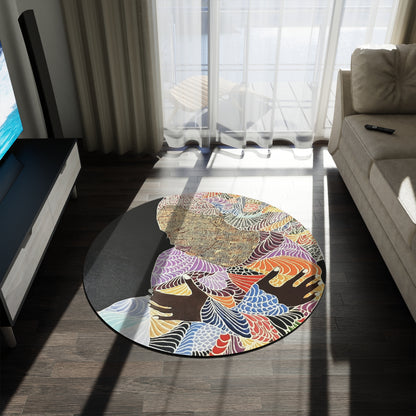 Round Rug - 'Loving every peace of me' Design by Art Peace by Saidah