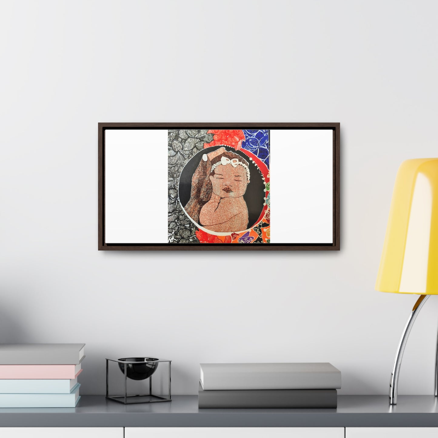 Framed Canvas Wraps, Horizontal Frame Print "The world in his hands"