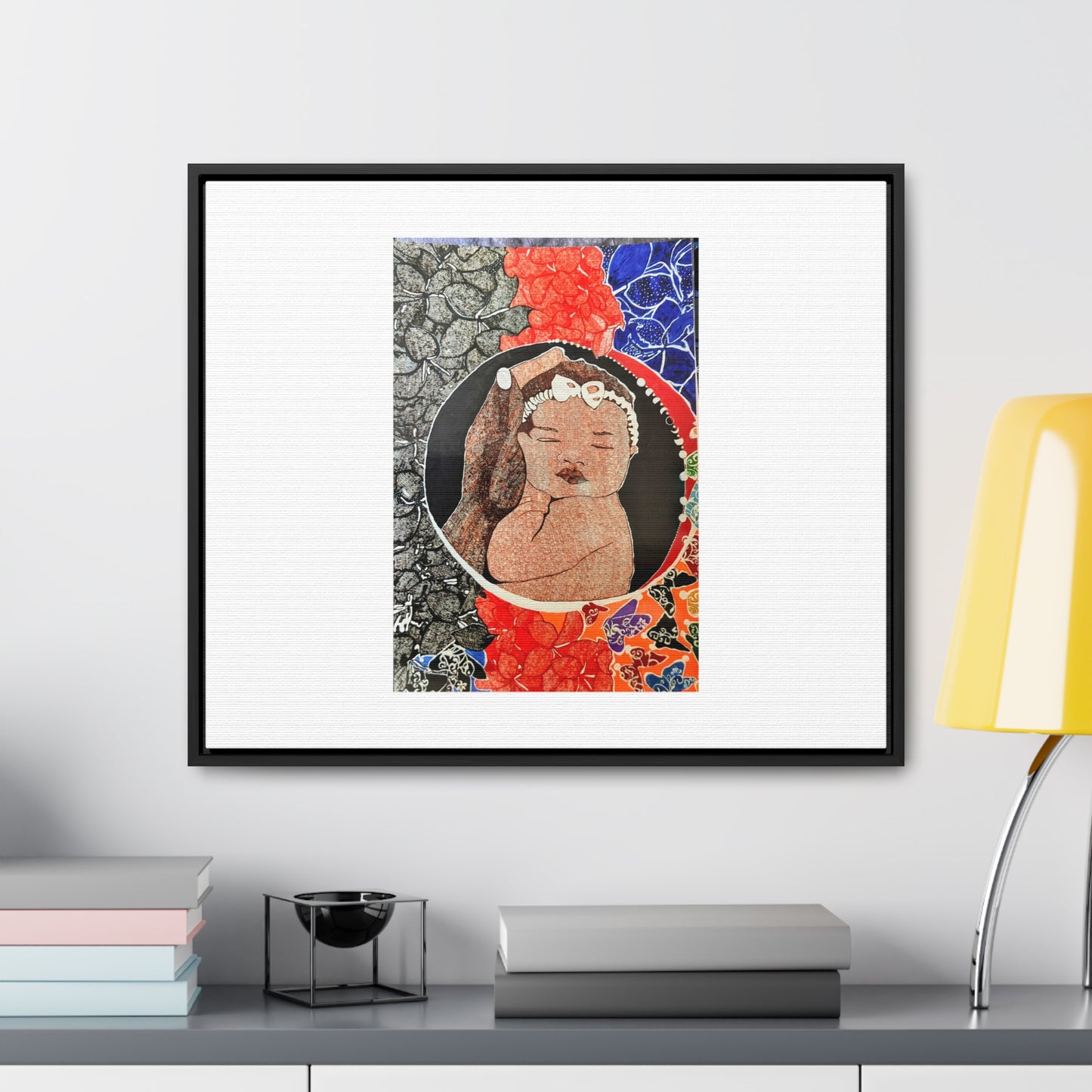 Framed Canvas Wraps, Horizontal Frame Print "The world in his hands"