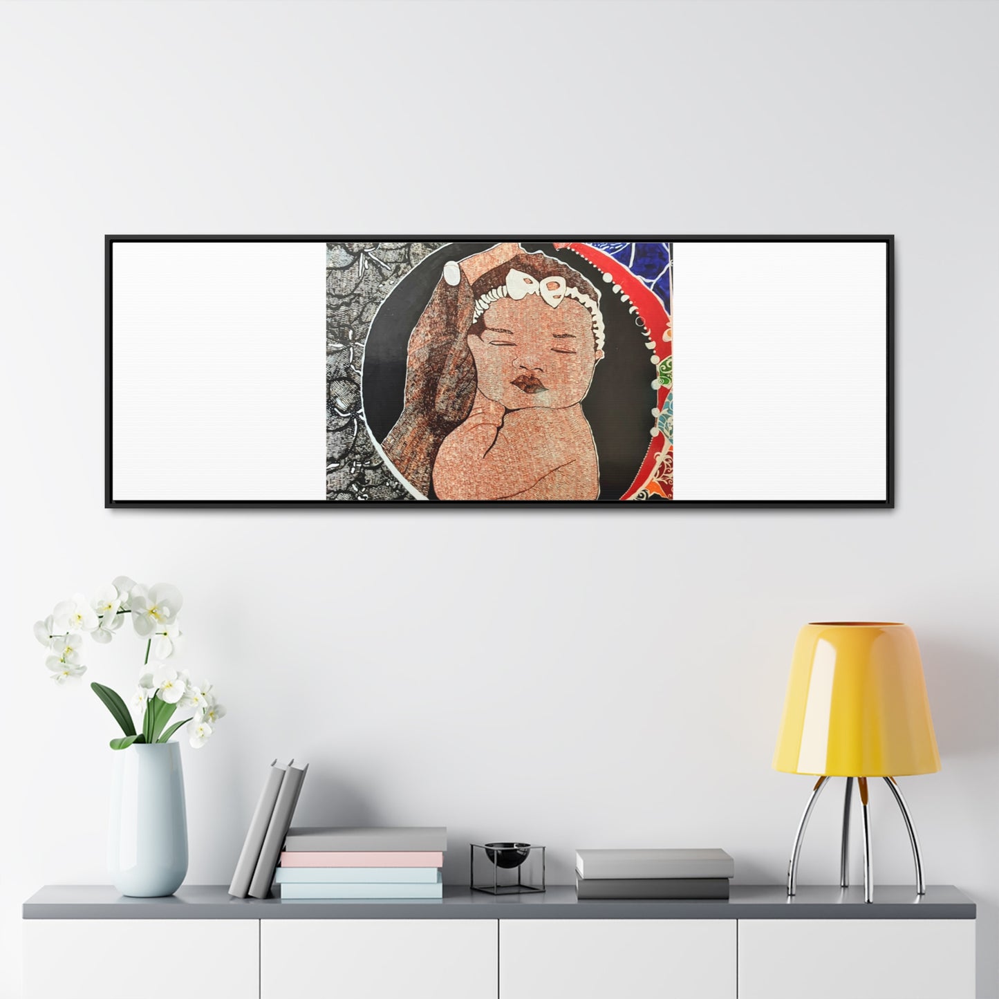 Framed Canvas Wraps, Horizontal Frame Print "The world in his hands"