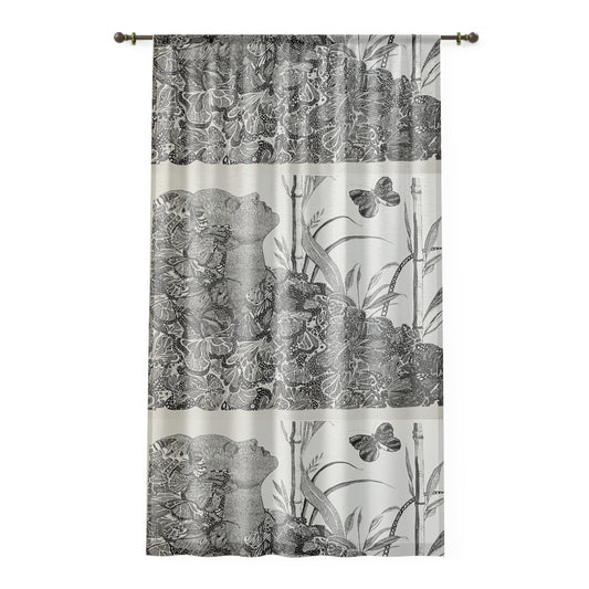 Window Curtain - Black Butterfly Design