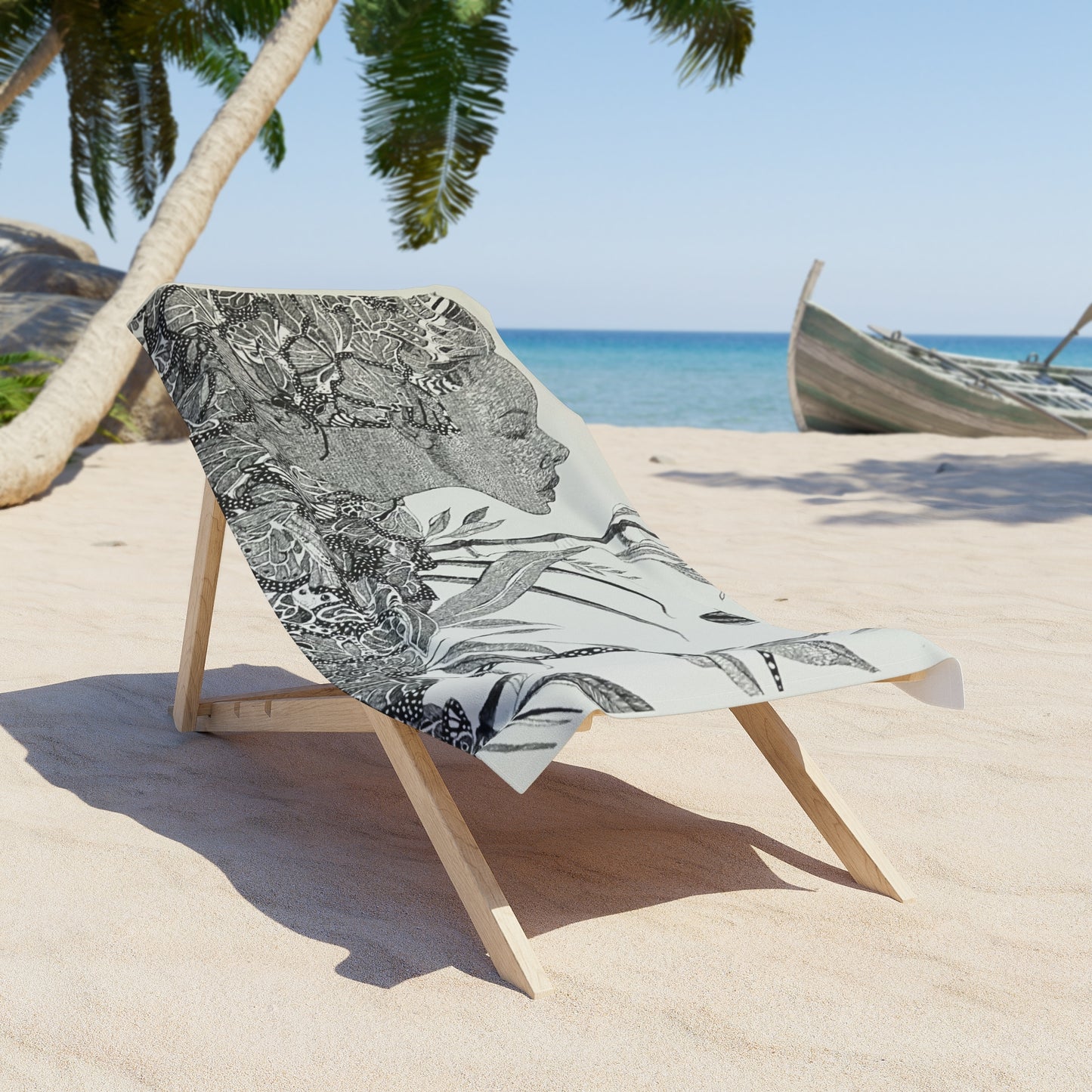 Beach Towel Black Butterfly