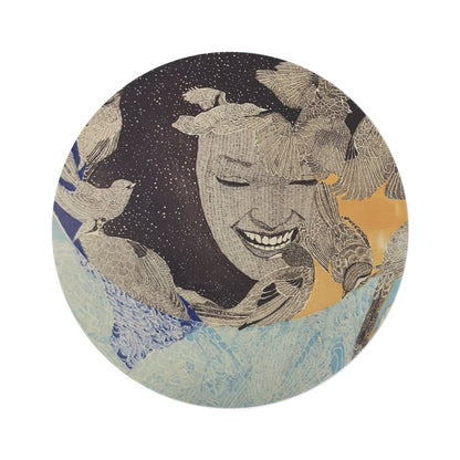 Round Rug - 'Universal Happiness' Design by Art Peace by Saidah