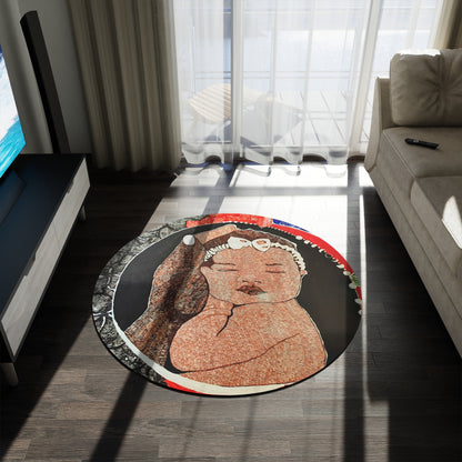 Round Rug - 'The world in his hands' Design by Art Peace by Saidah