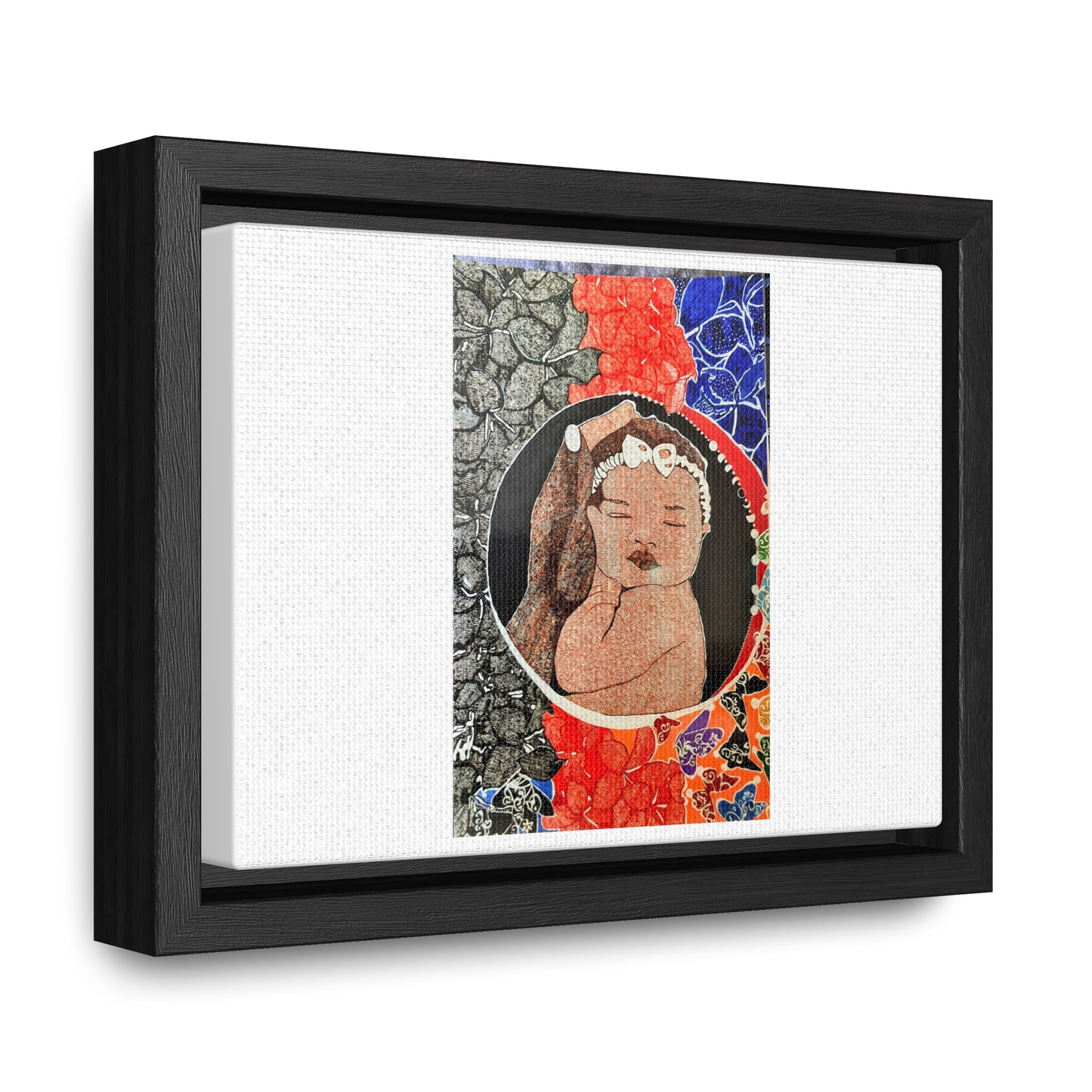 Framed Canvas Wraps, Horizontal Frame Print "The world in his hands"