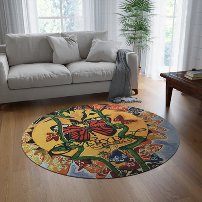 Round Rug - 'Every day is beautiful' Design by Art Peace by Saidah