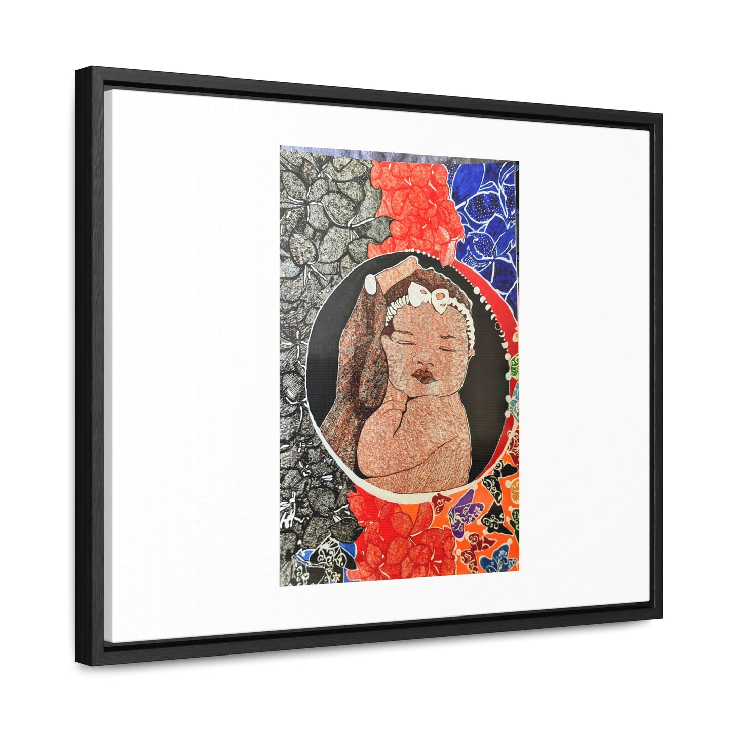 Framed Canvas Wraps, Horizontal Frame Print "The world in his hands"