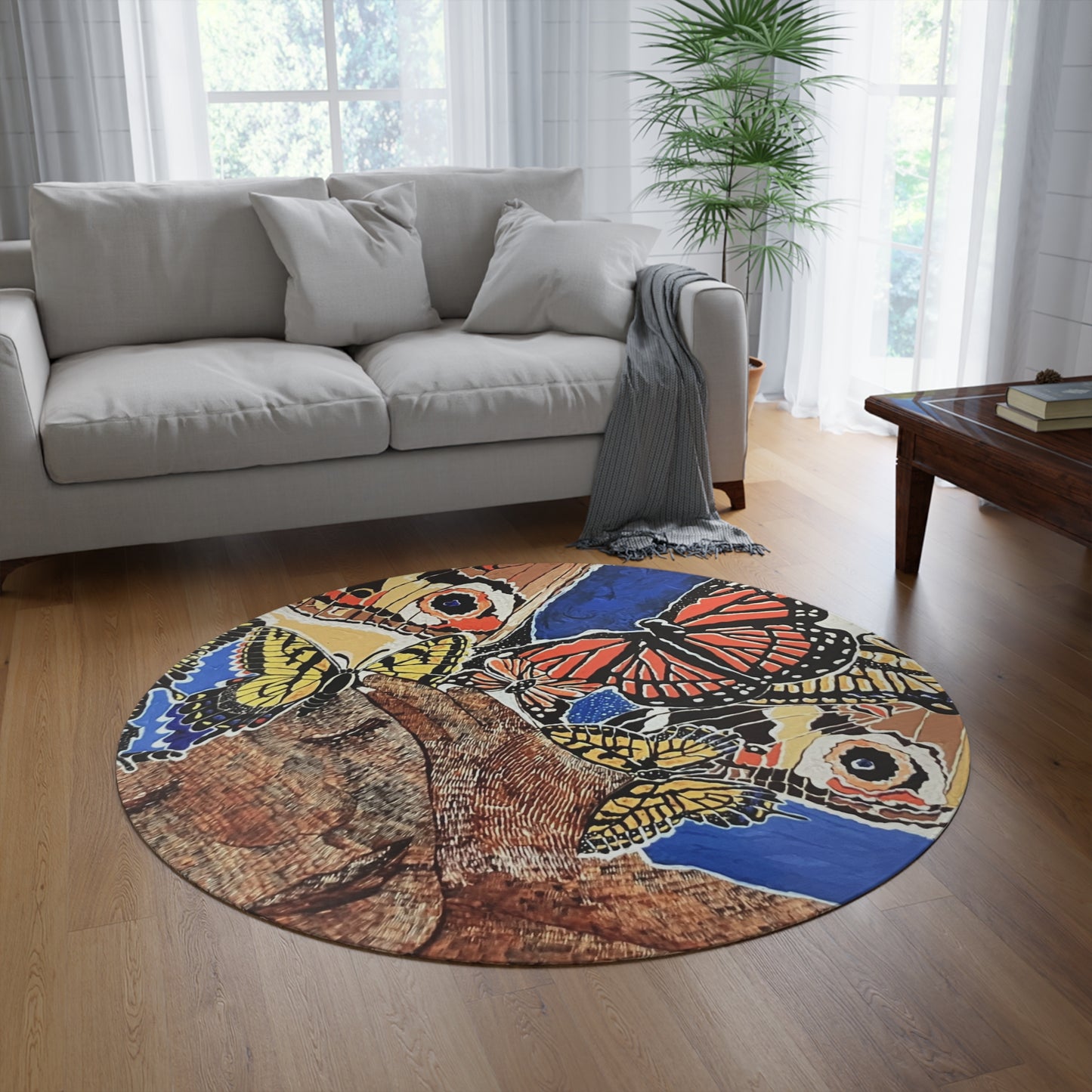 Round Rug - 'Hearing beautiful colors' Design by Art Peace by Saidah