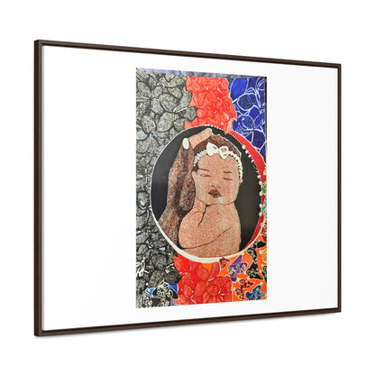 Framed Canvas Wraps, Horizontal Frame Print "The world in his hands"