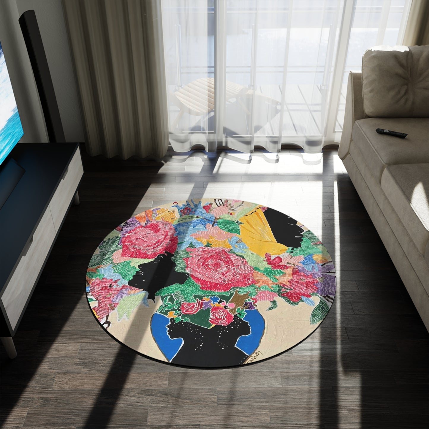 Round Rug - 'Full Bloom' Design by Art Peace by Saidah