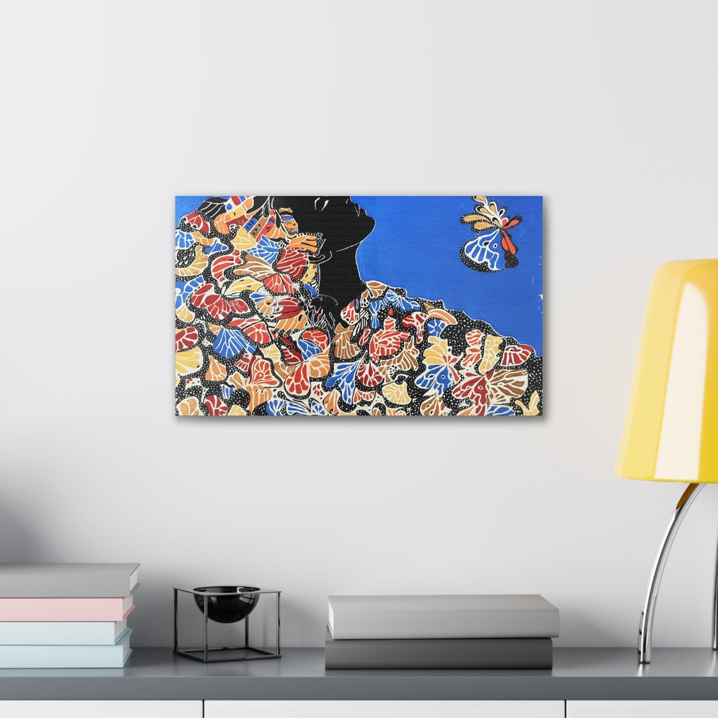 Canvas Stretched, 0.75" Print "The metamorphosis of Black Butterfly"